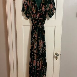 Baltic Born Green and Pink Flutter Sleeve Maxi Dress